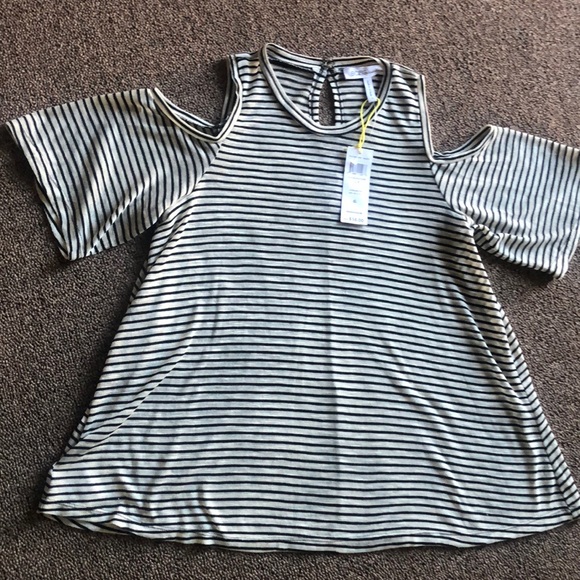NWT BCBGeneration Striped Cold-Shoulder Top - Picture 2 of 7